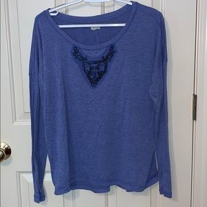 Purple-blue Aerie long-sleeved tee